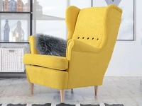 Designerski fotel uszak do salonu MALMO żółty - półprofil