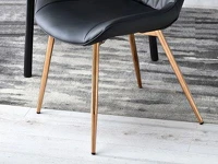 Krzesło skórzane do salonu eko ADEL CZARNE - MIEDŹ - stabilna podstawa