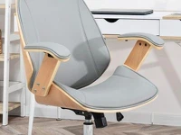 Ekskluzywny fotel biurowy drewniany dla prezesa FRANK bukowo szary - wygodne siedzisko