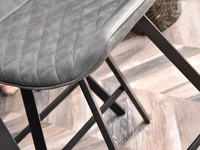 Loftowe krzesło barowe ESCI SZARE z przeszywanej skóry eko - przeszycia w siedzisku