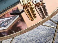 Okrągła ława AMIN XL glamour złoto + brązowe szkło - stylowy blat